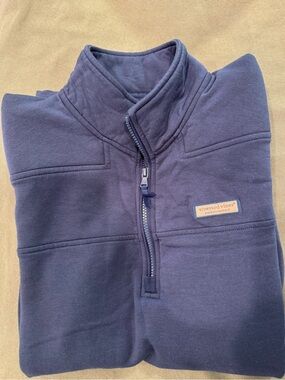 Vineyard Vines Men's Navy Blue Soft Cotton Qtr Zip Shep Shirt Preppy Casual Golf